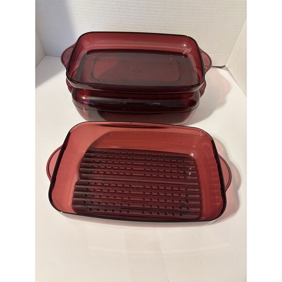 Two Tupperware Steamers cranberry W Lid & Steam Screen Insert Complete Preowned - Picture 4 of 4